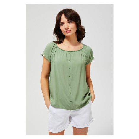 Shirt blouse with decorative sleeves - olive Moodo