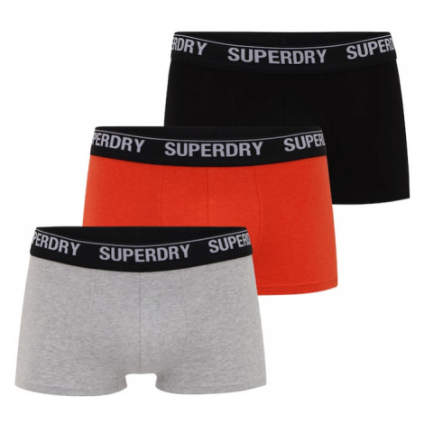 Superdry Boxerky  sivá melírovaná / svetločervená / čierna / biela
