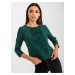 Dark green short formal blouse with lace