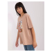 Béžové oversize tričko s potlačou LK-TS-509353-1.33P-beige