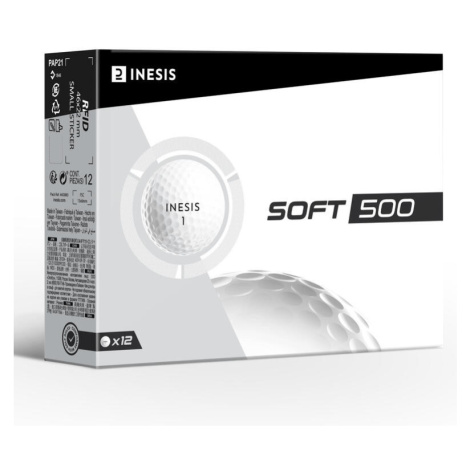 Golfová loptička Soft 500 12 ks biela INESIS