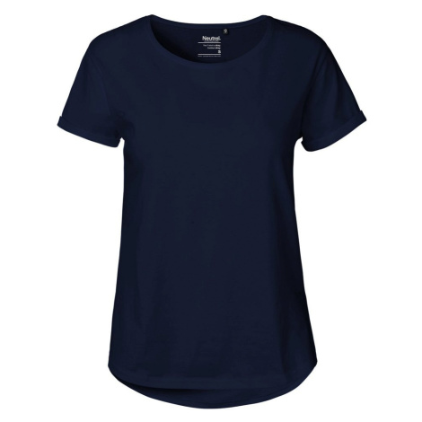 Neutral Dámske tričko s ohrnutými rukávmi z organickej Fairtrade bavlny - Námornícka modrá