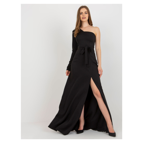 Black flared evening dress