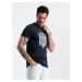 Ombre Men's motorcycle style printed t-shirt - navy blue