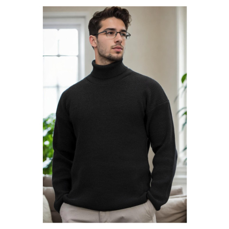 18701 Dewberry Turtleneck Mens Knitwear-BLACK