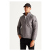 ALTINYILDIZ CLASSICS Pánska šedá Standard Fit Regular Fit kabát s vysokým výstrihom