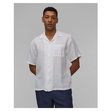 Pánska Biela ľanová Košeľa S Krátkym Rukávom 120% Lino Regular Fit