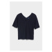 TRIČKO GANT LINEN RIB SS V-NECK EVENING BLUE