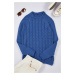 Trendyol Indigo Unisex Crew Neck Hair Knit Sweater