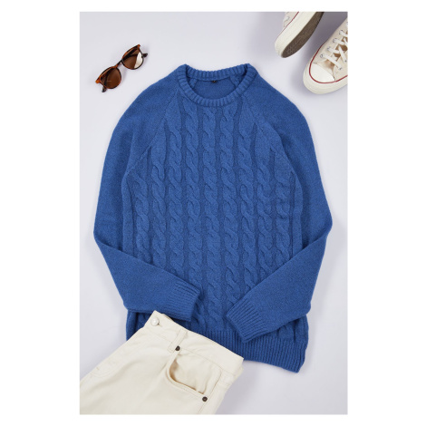 Trendyol Indigo Unisex Crew Neck Hair Knit Sweater