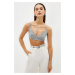 Trendyol Gray Crop Woven Shiny Stone Bustier