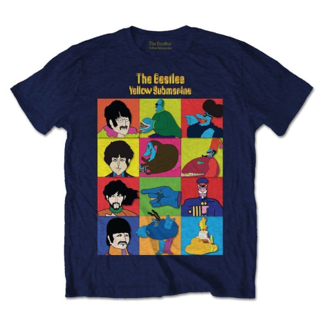 The Beatles Tričko Yellow Submarine Characters Unisex Navy Blue