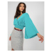 Blue formal blouse with clutch neckline