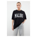 Trendyol Black 100% Cotton City Slogan Printed Oversize/Relaxed Cut Knitted T-Shirt