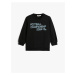 Koton Sweatshirt Long Sleeve Crew Neck Football Themed Print Detailed Ribbon