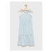 Dievčenské ľanové šaty United Colors of Benetton midi, áčkový strih