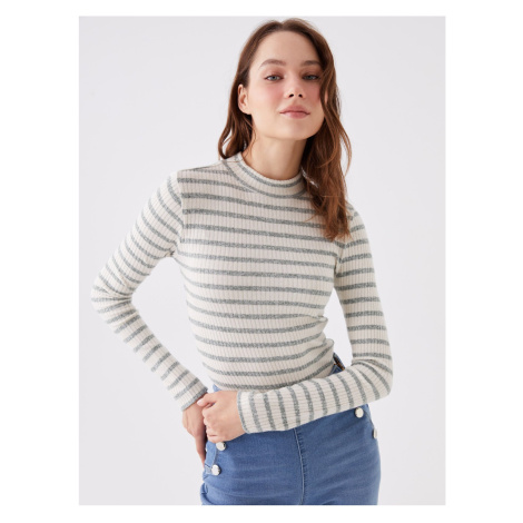 LC Waikiki High Collar Striped Long Sleeve Women's T-Shirt