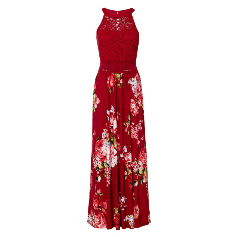Maxi šaty s kvetovanou potlačou a čipkou bonprix