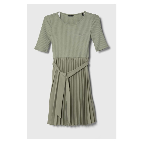 Dievčenské šaty Guess zelená farba, midi, áčkový strih
