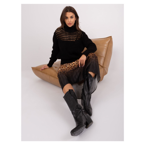 Black knitted turtleneck sweater