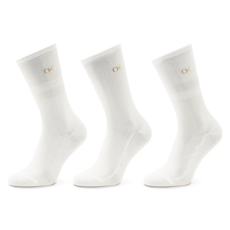 Calvin Klein Súprava 3 párov vysokých dámskych ponožiek 701219848 Biela