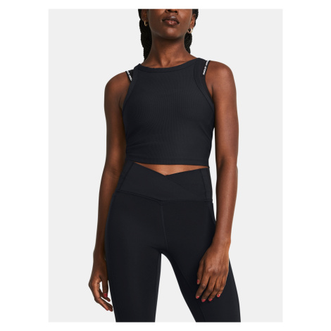 Čierne športové tielko Under Armour Meridian Rib Crop Tank