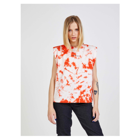 Orange and White Womens Batik T-Shirt Replay - Women