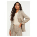 Trendyol Beige Woven Lined Plaid Blazer Jacket