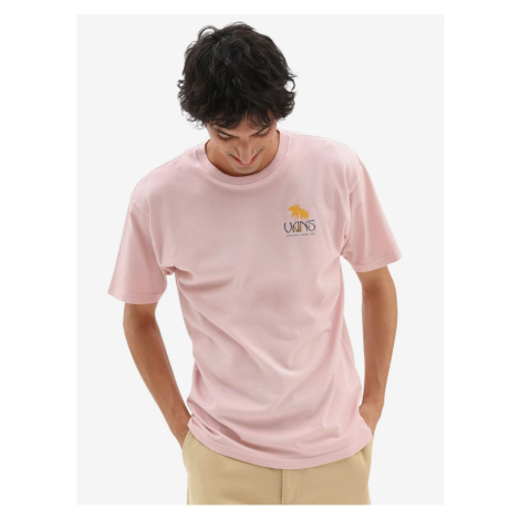Light Pink Mens T-Shirt VANS Sunset Dual Palm Vintage SS Tee - Men