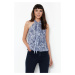 Trendyol Blue Animal/Snake Printed Special Textured Tie Detail Stretchy Knitted Blouse