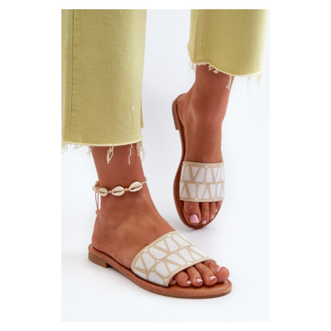 Women's flat heeled slippers Beige Traivea