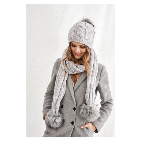 Winter set: hat and scarf, light gray-pink FASARDI
