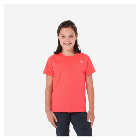 Dievčenské turistické tričko MH500 koralové pre 7 až 15 rokov QUECHUA