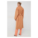 Vlnený kabát Calvin Klein oranžová farba, prechodný, oversize
