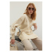 Trendyol Stone High Collar Honeycomb Pattern Knitted Knitwear Sweater