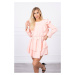 Dress with vertical ruffles light powder pink