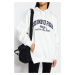 Trendyol Ecru Thick Inside Fleece City Printed Oversize/Wide Fit Hooded Knitted Sweatshirt