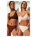 Trendyol 2-Pack Brown-Nude Seamless/Seamless Thong Knitted Panties