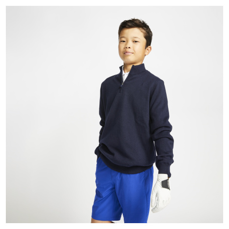 Detský golfový pulóver do vetra modro-čierny INESIS