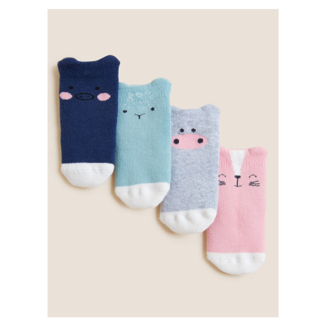 Froté ponožky pre bábätká so zvieracím motívom a vysokým podielom bavlny, 4 páry Marks & Spencer