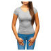 Women's fashionable T-shirt with V-neck - gray
