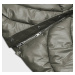 Voľná dámska zimná bunda v khaki farbe z ekologickej kože (AG2-J90)