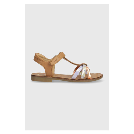 Detské kožené sandále Shoo Pom hnedá farba