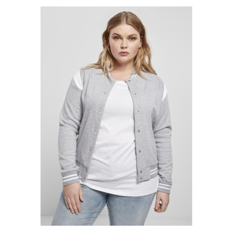 Women's Organic College Sweat Jacket Sweatshirt Grey/White