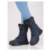 Trendy dámske modré trekingové topánky bez podpätku