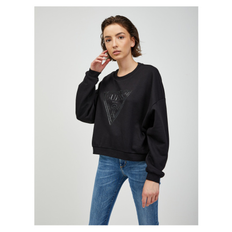 Black Womens Sweatshirt Guess Rosatea - Women