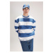 DEFACTO Boxy Fit Crew Neck Striped Sweatshirt