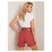 RUE PARIS Pink and brown shorts with a belt