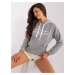 Women's gray kangaroo sweatshirt with inscription