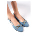 Mio Gusto Delphine Blue Color Denim Fabric Open Back Women's Flat Jeans Flats Shoes.